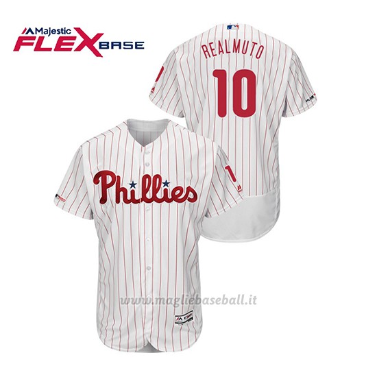 Maglia Baseball Uomo Philadelphia Phillies J.t. Realmuto 150th Aniversario Patch Flex Base Bianco